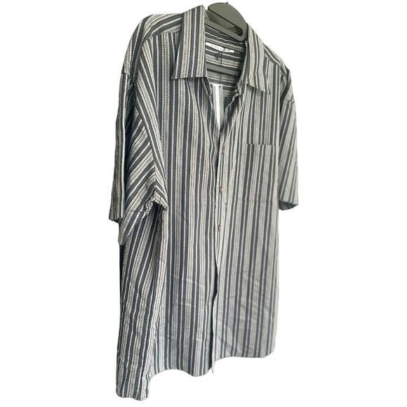 Linea Dome XL Men's Striped Short Sleeve Button-Up Shirt Multicolor Point Collar - Picture 7 of 14